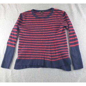 Aqua Cashmere  Sweater Womens Large Striped Cashmere V Neck Long Sleeve Pullover